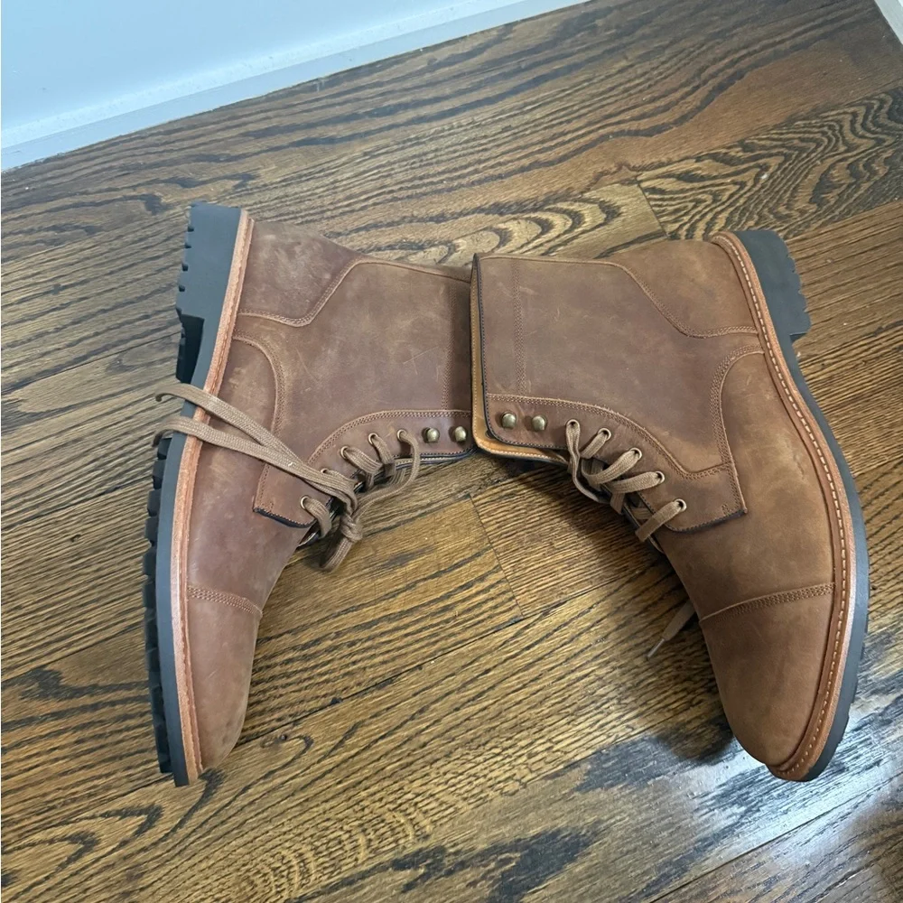 Warfield & Grand men’s cognac brown leather cap toe  Gresham boots Sz 11.5